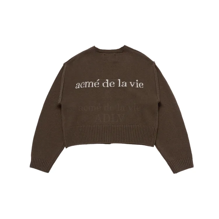 Áo Cardigan Crop Basic Logo Nâu