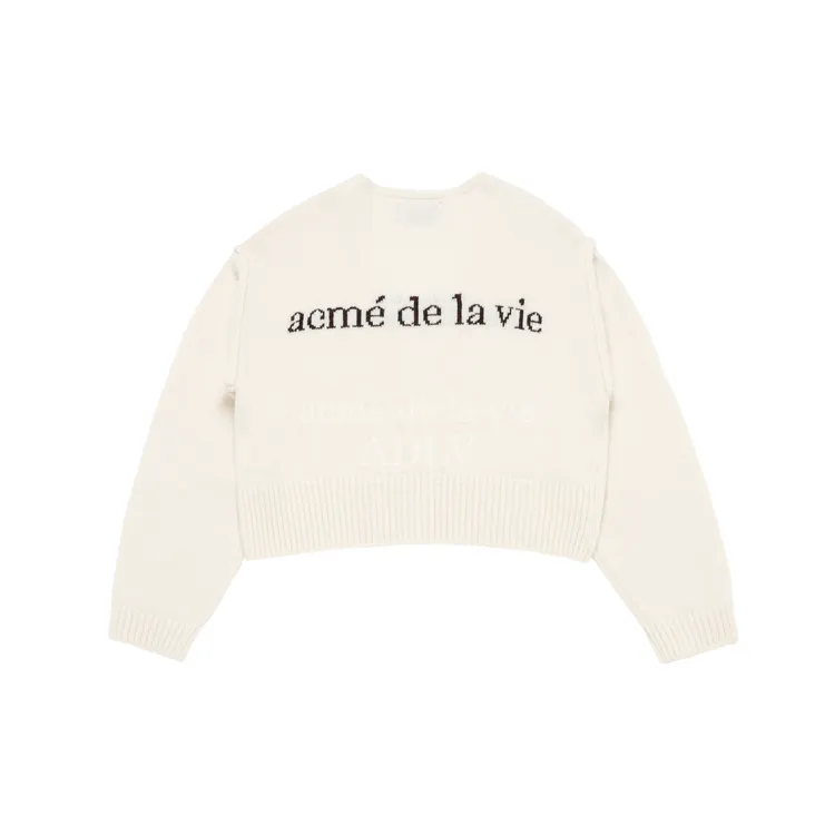 Áo Cardigan Crop Basic Logo Trắng Ngà