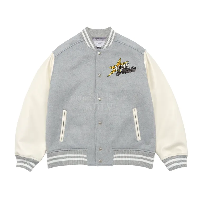 Áo Khoác Pixel Bear Artwork Varsity Muối tiêu