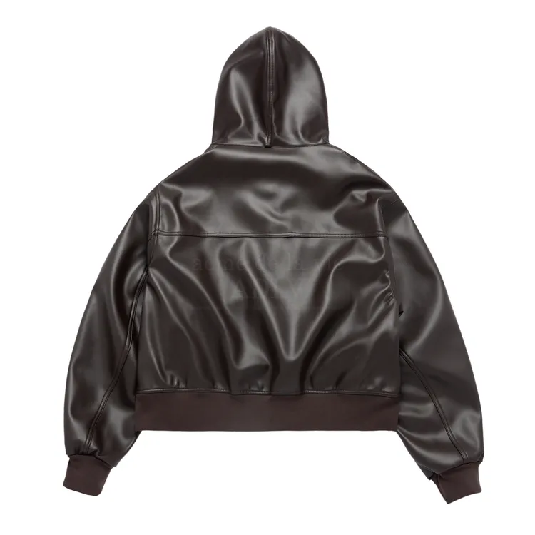 Áo Khoác Hoodie Vegan Leather Nâu