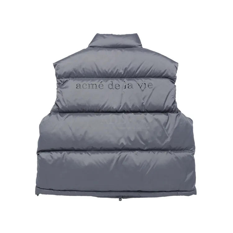 Áo Vest Lông Vũ Basic Logo Oversize Xám