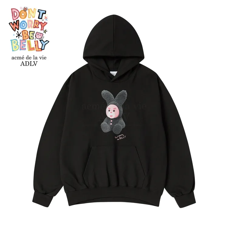 Áo Hoodie Rabbit Belly Đen