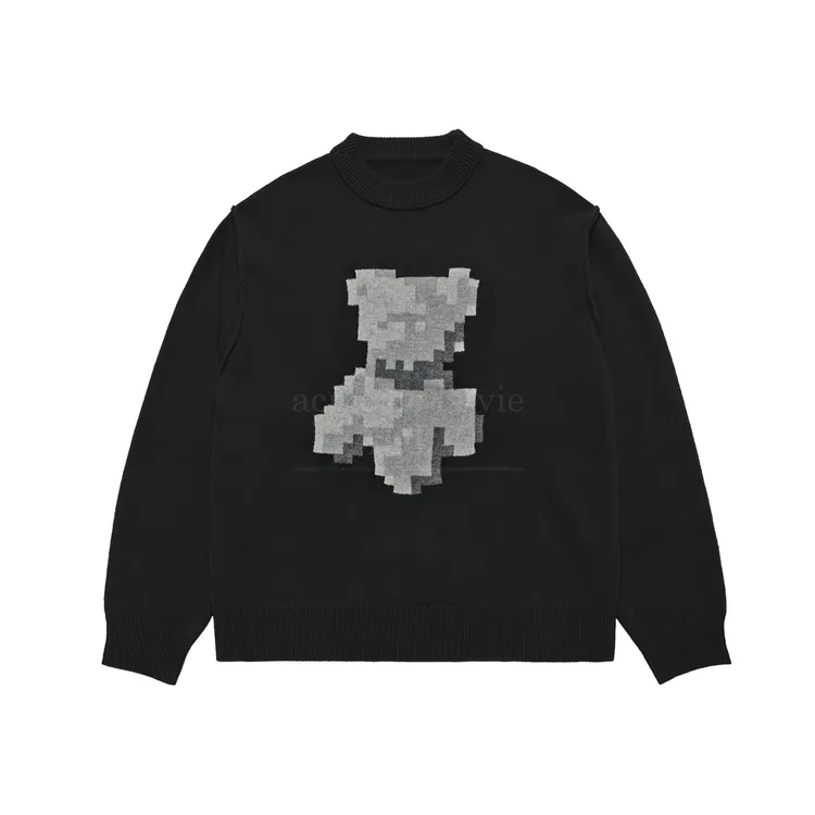 Áo Len Pixel Bear Artwork Đen