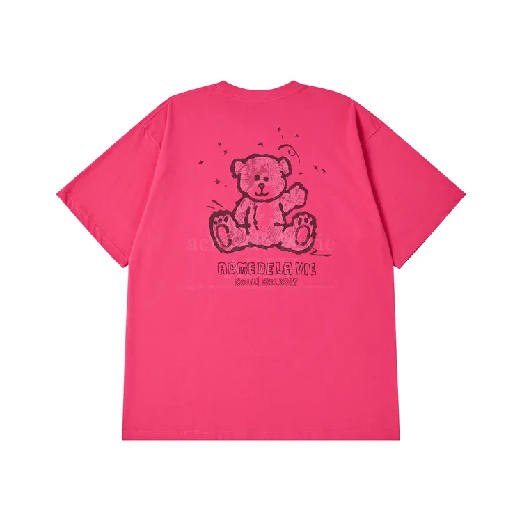 &Aacute;o Thun Hand Sketch Bear Hồng