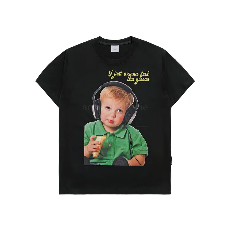 Áo Thun ADLV Baby Face Headset Boy Lettering Đen