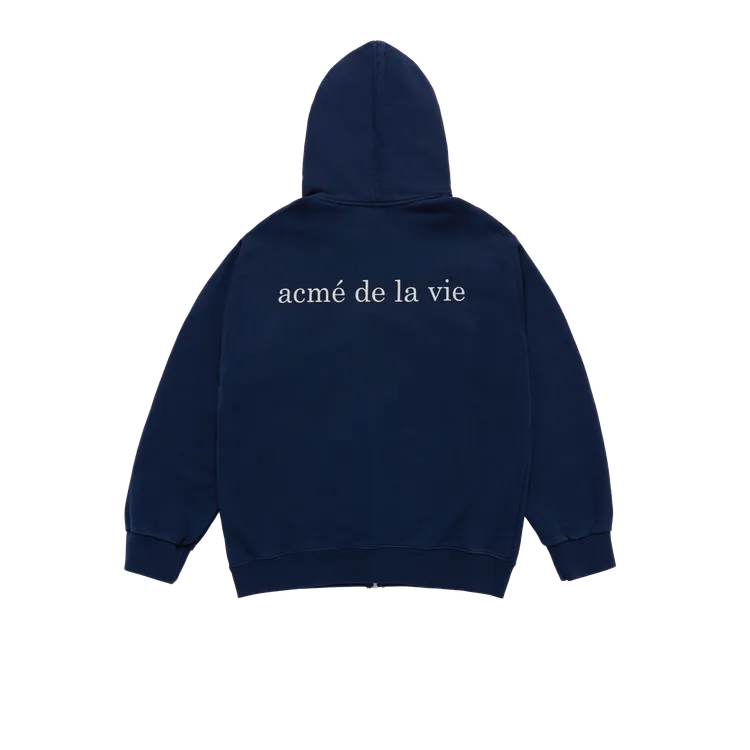 Áo Hoodie Kéo Khóa Basic Bio Washing Xanh Navy