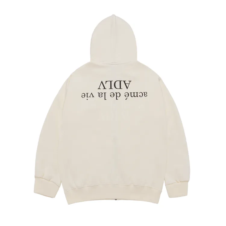 Áo Hoodie Kéo Khóa Upside Down Logo Napping Zurry Trắng Ngà