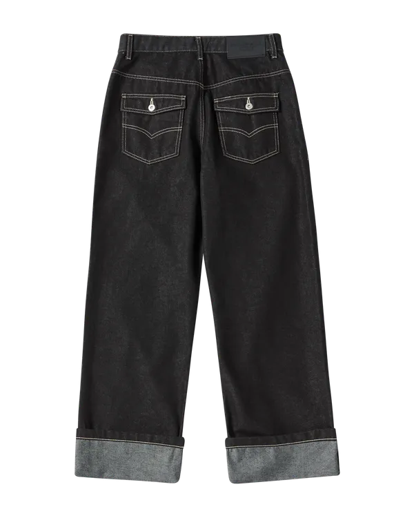 Quần Denim Roll Up Đen
