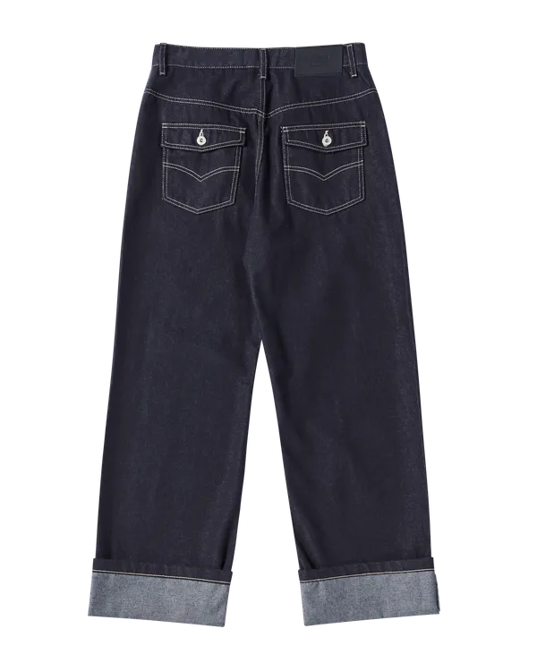 Quần Denim Roll Up Xanh navy