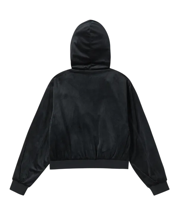 Áo Hoodie kéo khóa nữ Velvet Đen