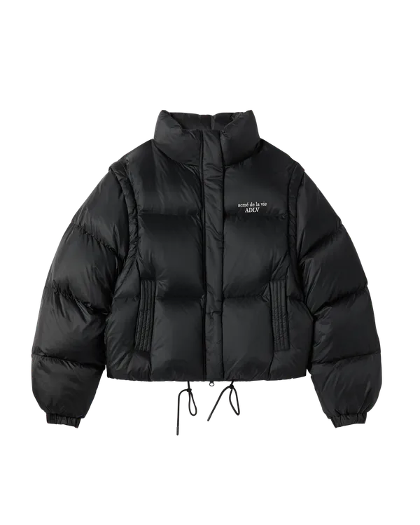 Áo Khoác nữ Detachable Crop Duck Down Đen