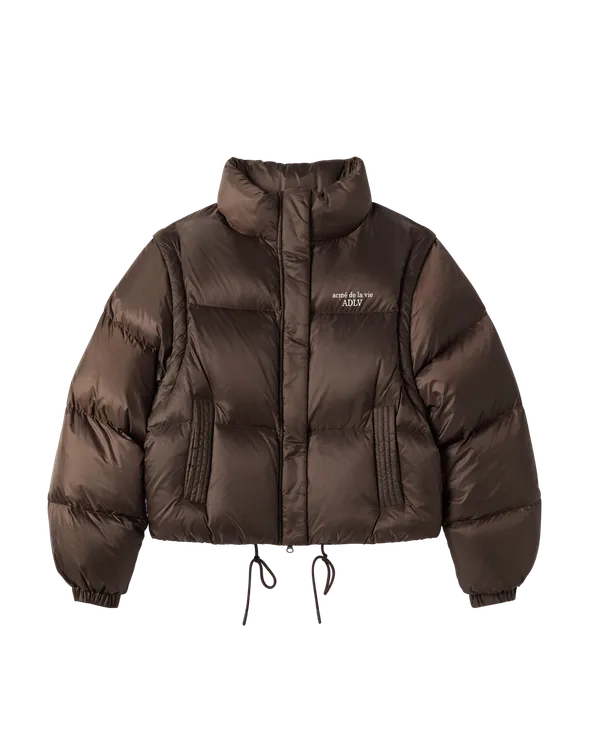 Áo Khoác nữ Detachable Crop Duck Down Nâu