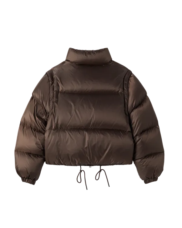 Áo Khoác nữ Detachable Crop Duck Down Nâu