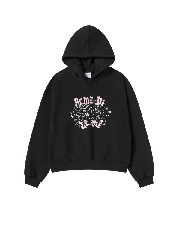 Áo Hoodie nữ crop Hand Sketch Đen