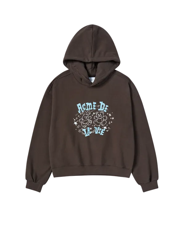 Áo Hoodie nữ crop Hand Sketch Nâu đậm