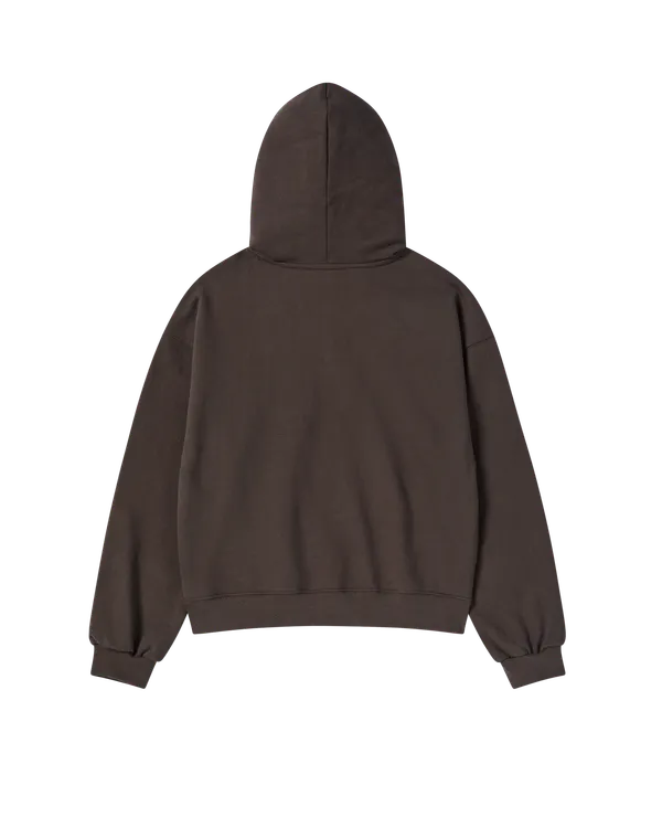 Áo Hoodie nữ crop Hand Sketch Nâu đậm