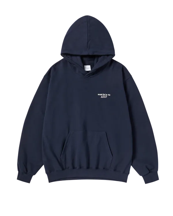 Áo Hoodie Border Line Basic Logo Xanh navy đậm