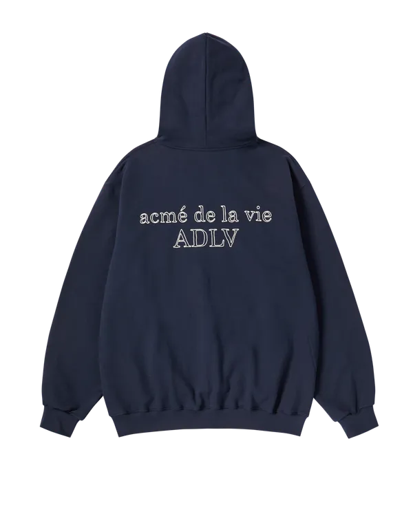 Áo Hoodie Border Line Basic Logo Xanh navy đậm