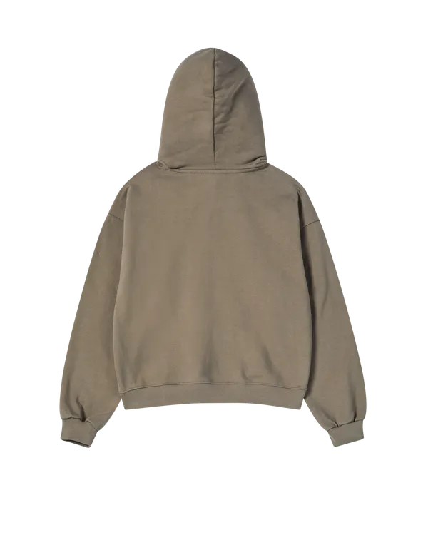 Áo Hoodie nữ crop Cloud Font Ca cao
