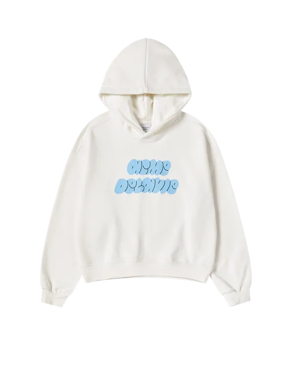 Áo Hoodie nữ crop Cloud Font Kem