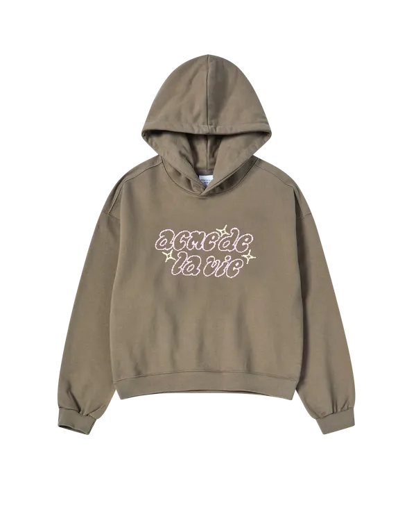 Áo Hoodie nữ crop Twinkle Ca cao