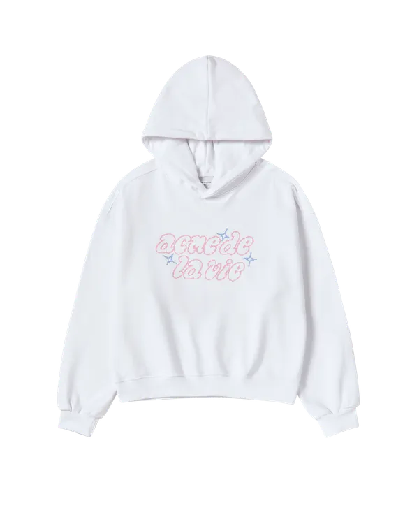 Áo Hoodie nữ crop Twinkle Trắng