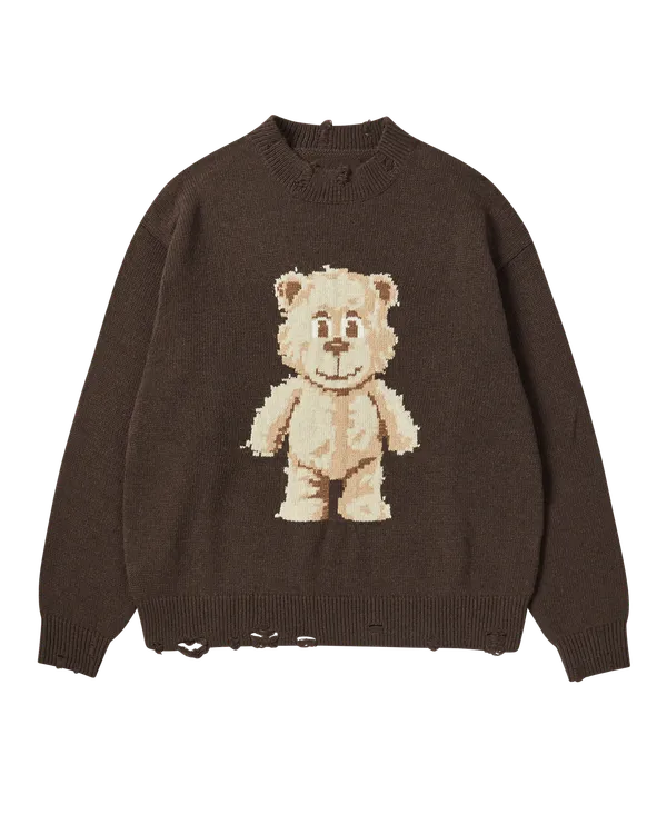 Áo Len Distressed Bear Nâu