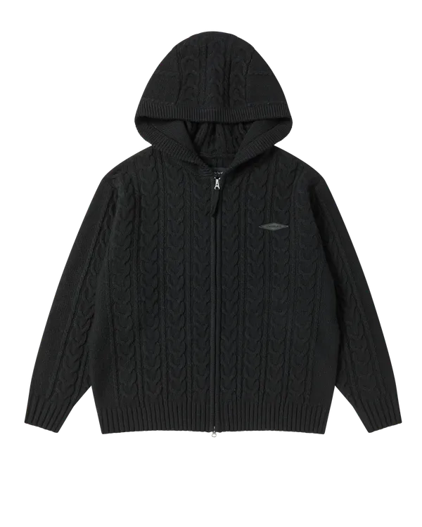 Áo Hoodie kéo khóa Cable Knit Đen