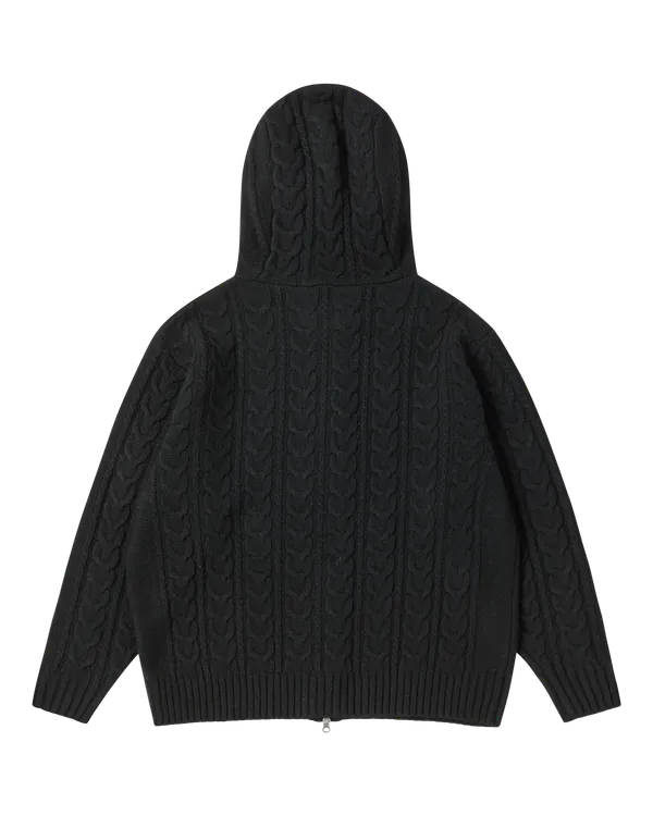 Áo Hoodie kéo khóa Cable Knit Đen