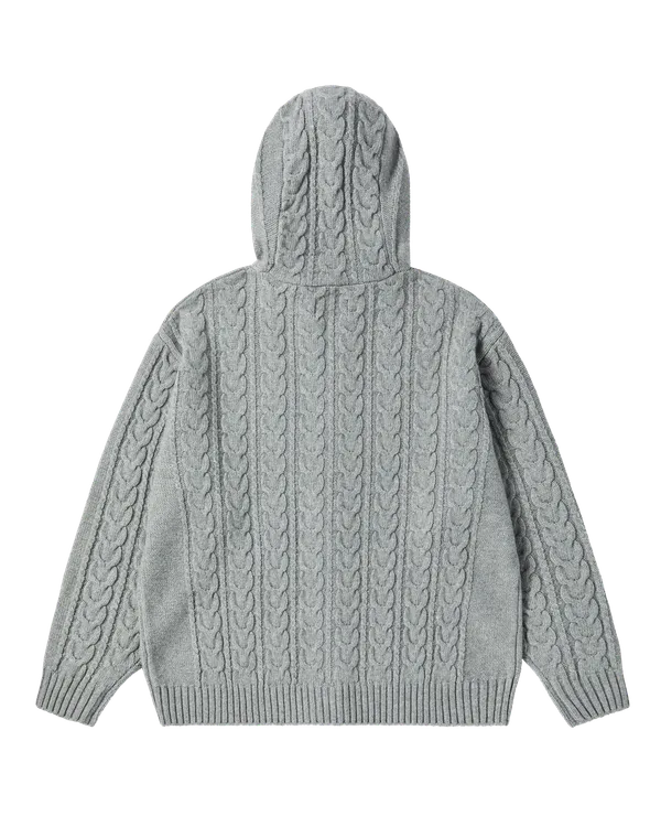 Áo Hoodie kéo khóa Cable Knit Xám