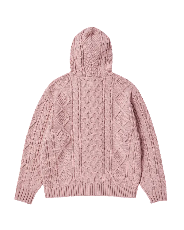 Áo Hoodie Low Gauge Cable Knit Hồng
