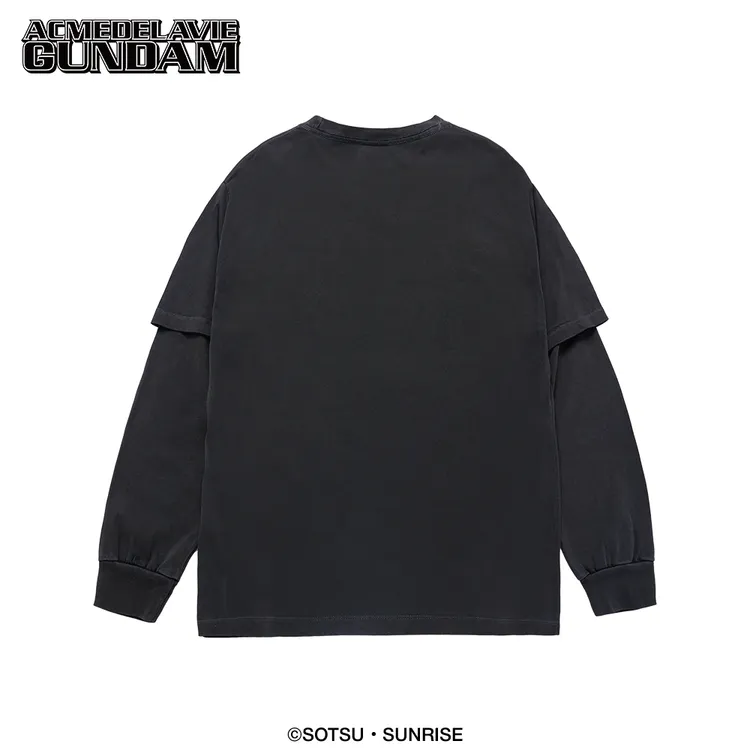 Áo Thun Dài Tay MOBILE SUIT GUNDAM Pigment Double Layer Than chì