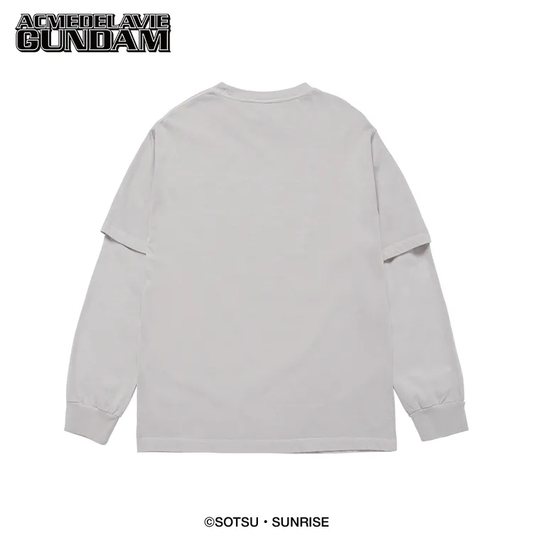 Áo Thun Dài Tay MOBILE SUIT GUNDAM Pigment Double Layer Xám