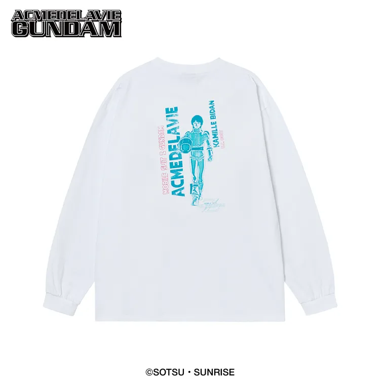 Áo Thun Dài Tay MOBILE SUIT Z GUNDAM Pilot Bio Washing Trắng