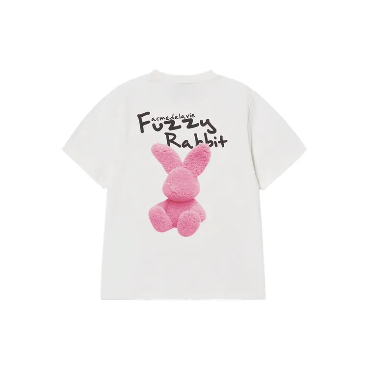 Áo thun nữ Doodle Fuzzy Rabbit Kem