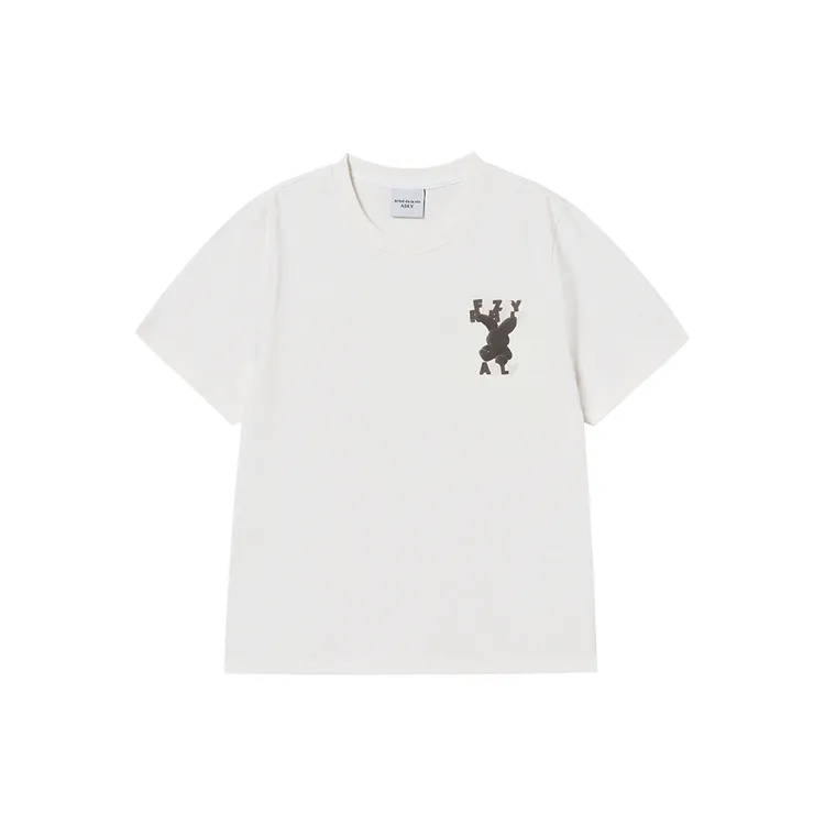 Áo thun nữ Fuzzy Font Rabbit Kem