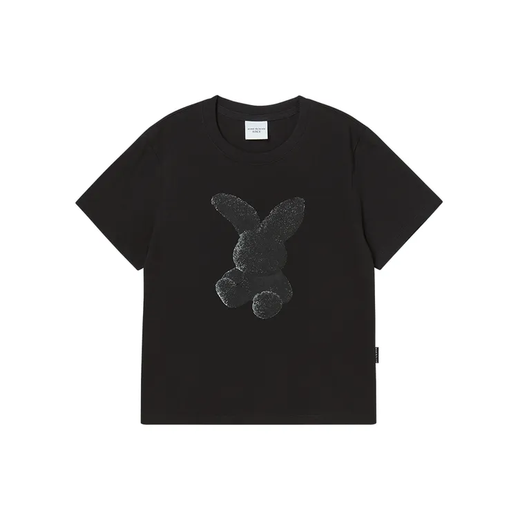 Áo thun nữ Fuzzy Rabbit Đen