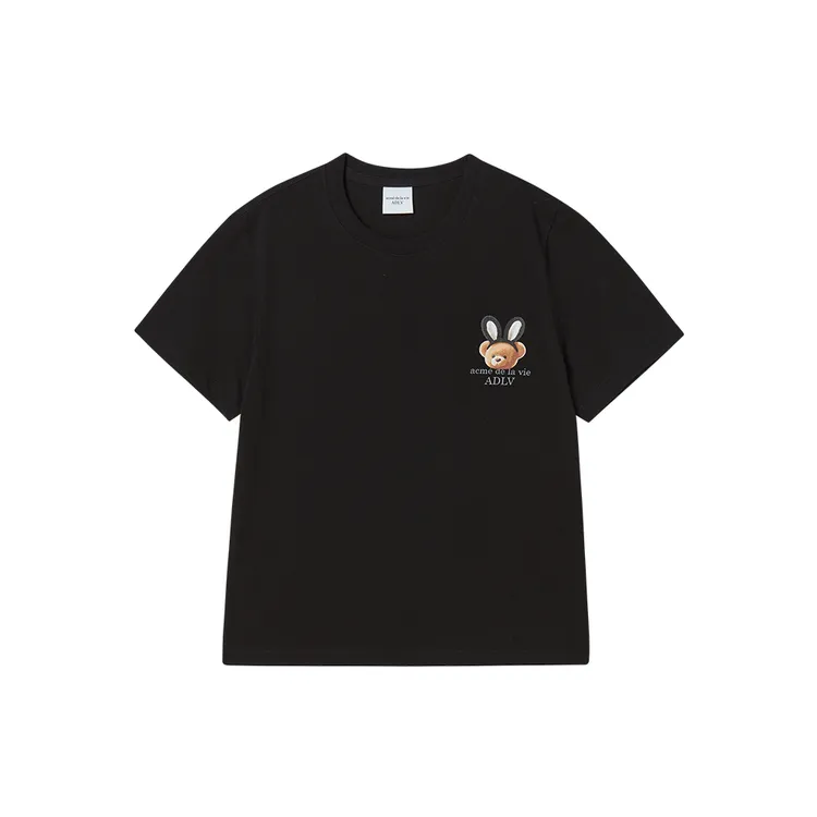Áo thun nữ Rabbit Bear Doll Logo Đen