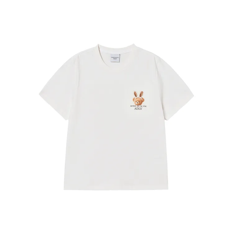 Áo thun nữ Rabbit Bear Doll Logo Kem