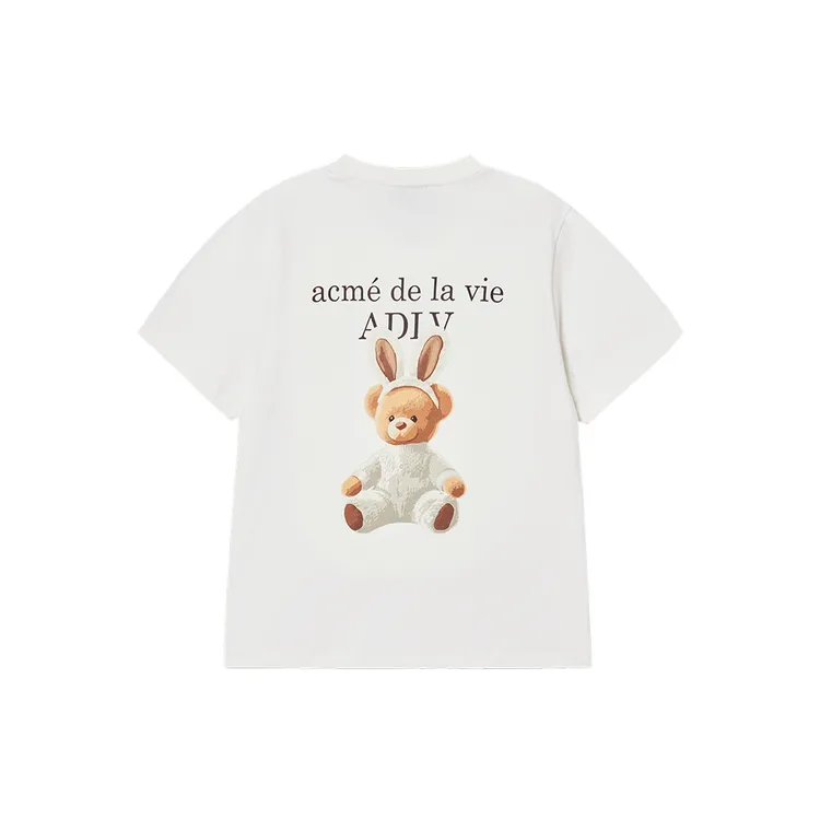 Áo thun nữ Rabbit Bear Doll Logo Kem