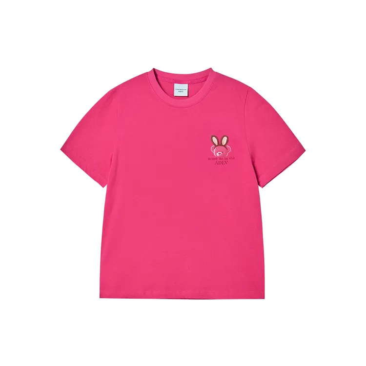 Áo thun nữ Rabbit Bear Doll Logo Hồng