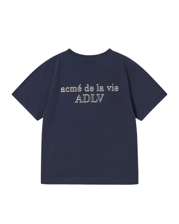 [KIDS] Áo Thun Border Line Basic Logo Xanh navy đậm
