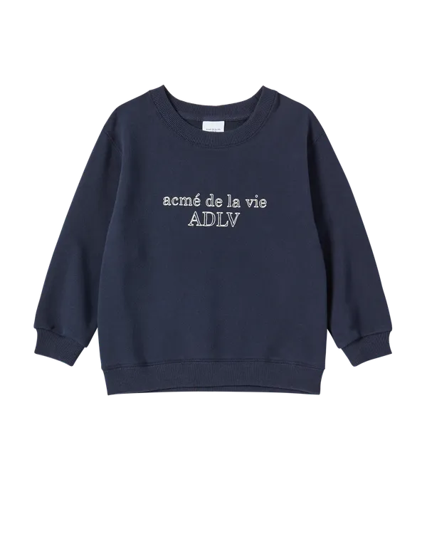 [KIDS] Áo Nỉ Border Line Basic Logo Xanh navy đậm