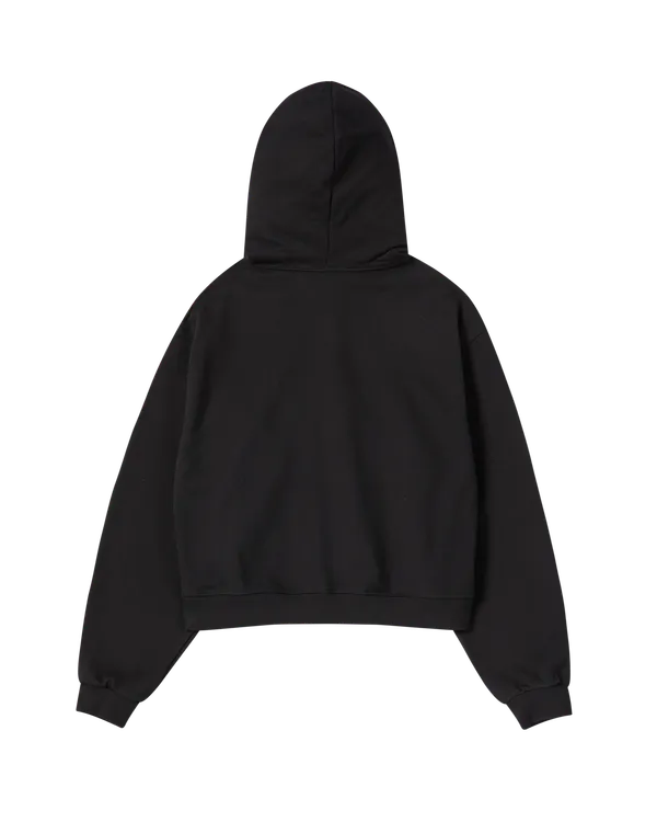 Áo Hoodie nữ crop kéo khóa Mini AC Bear Đen