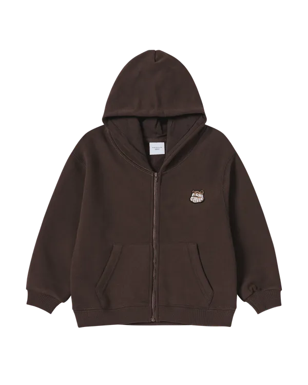 [KIDS] Áo Hoodie kéo khóa AC Bear Wappen Nâu