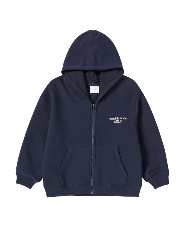 [KIDS] Áo Hoodie Border Line Basic Logo Xanh navy đậm