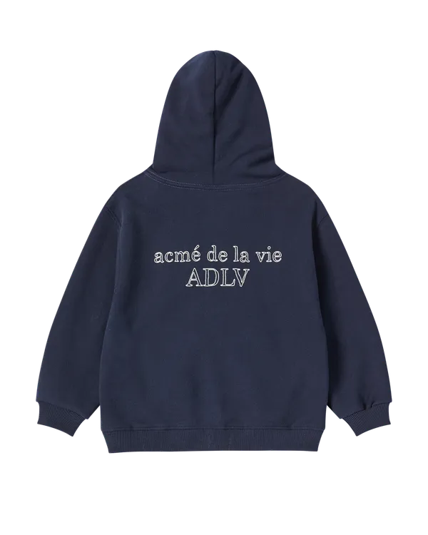 [KIDS] Áo Hoodie Border Line Basic Logo Xanh navy đậm