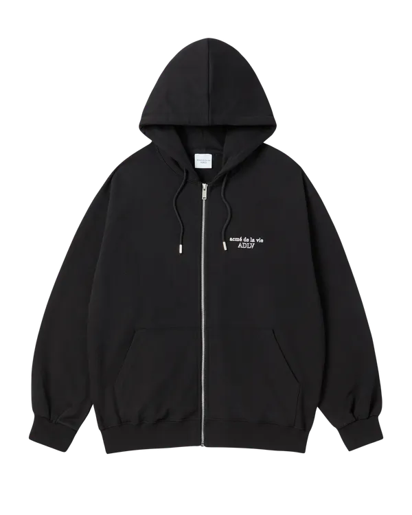 Áo Hoodie kéo khóa Border Line Basic Logo Đen