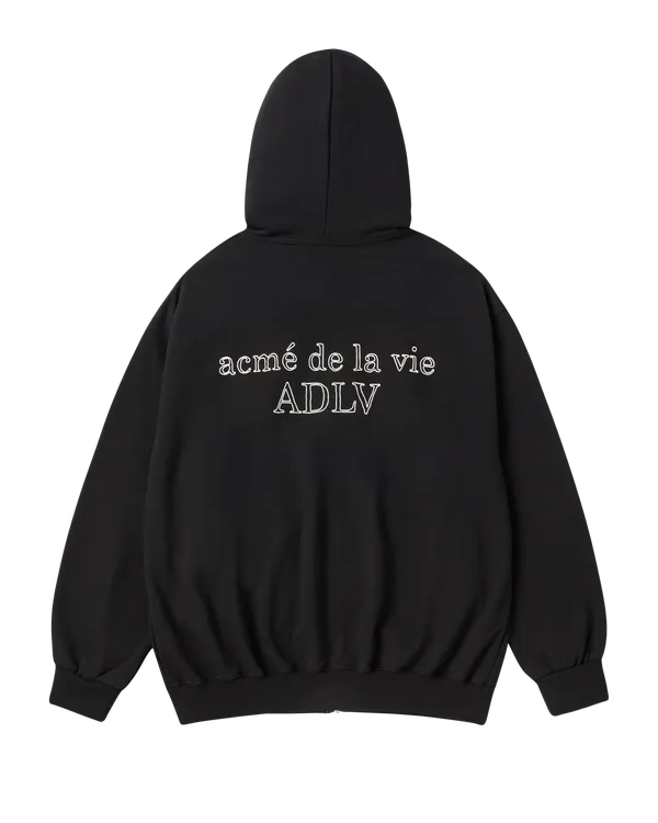 Áo Hoodie kéo khóa Border Line Basic Logo Đen