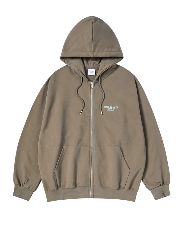 Áo Hoodie kéo khóa Border Line Basic Logo Ca cao
